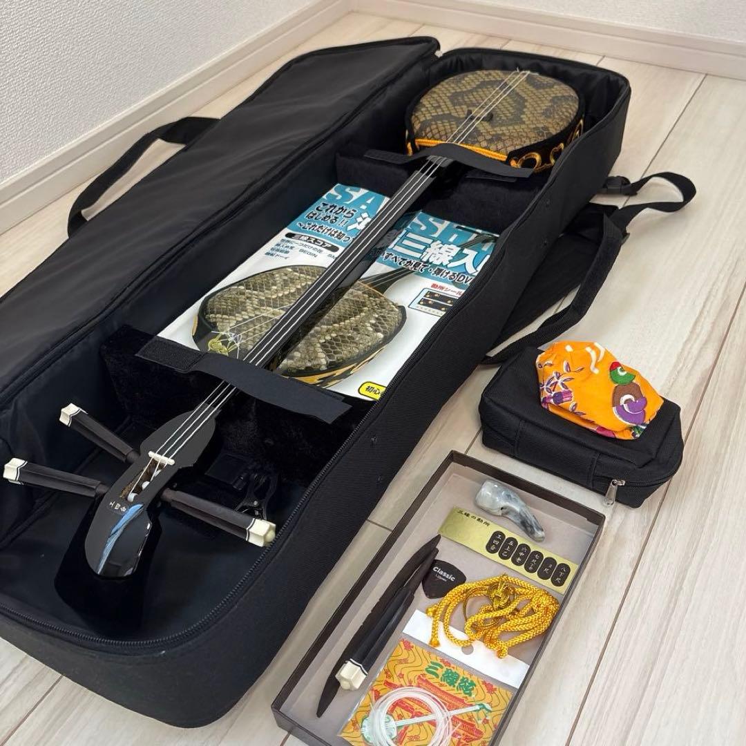 【未使用に近い】沖縄三線 人工蛇皮 伝統楽器 入門 初心者 琉球 弦楽器