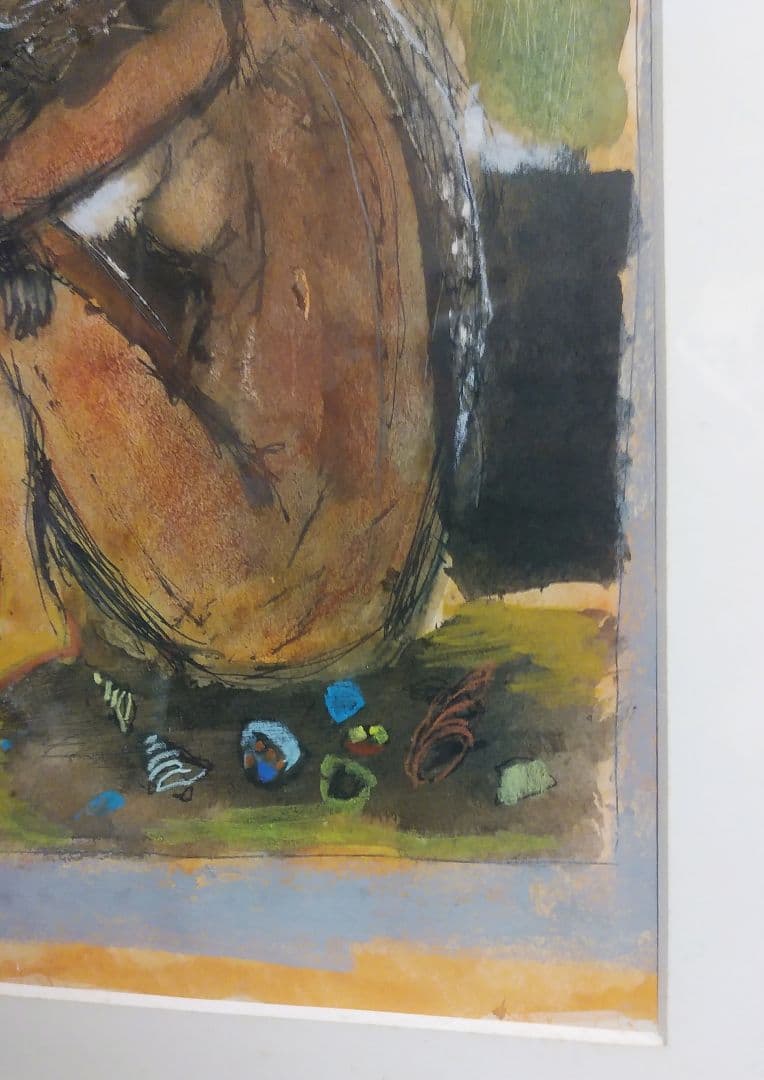 【鈴木 清 水彩画 風景画 】貝殻のある夜の海辺