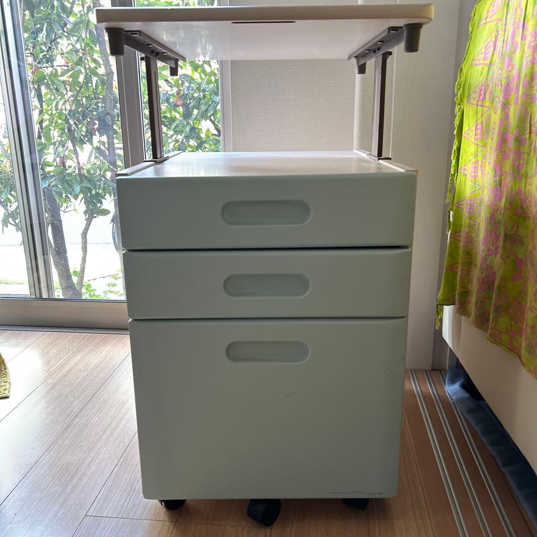 美品　勉強机のサイドワゴン　高さ調整可能　シックな色