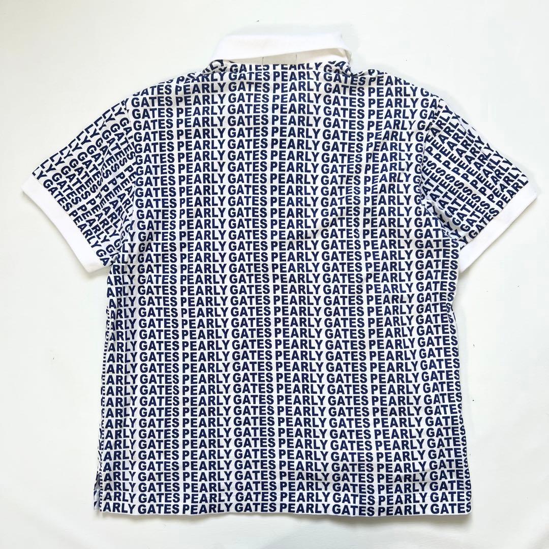 パーリーゲイツ　セットアップ　白×青　ポロシャツ　スカート　ゴルフ　総柄　ロゴ