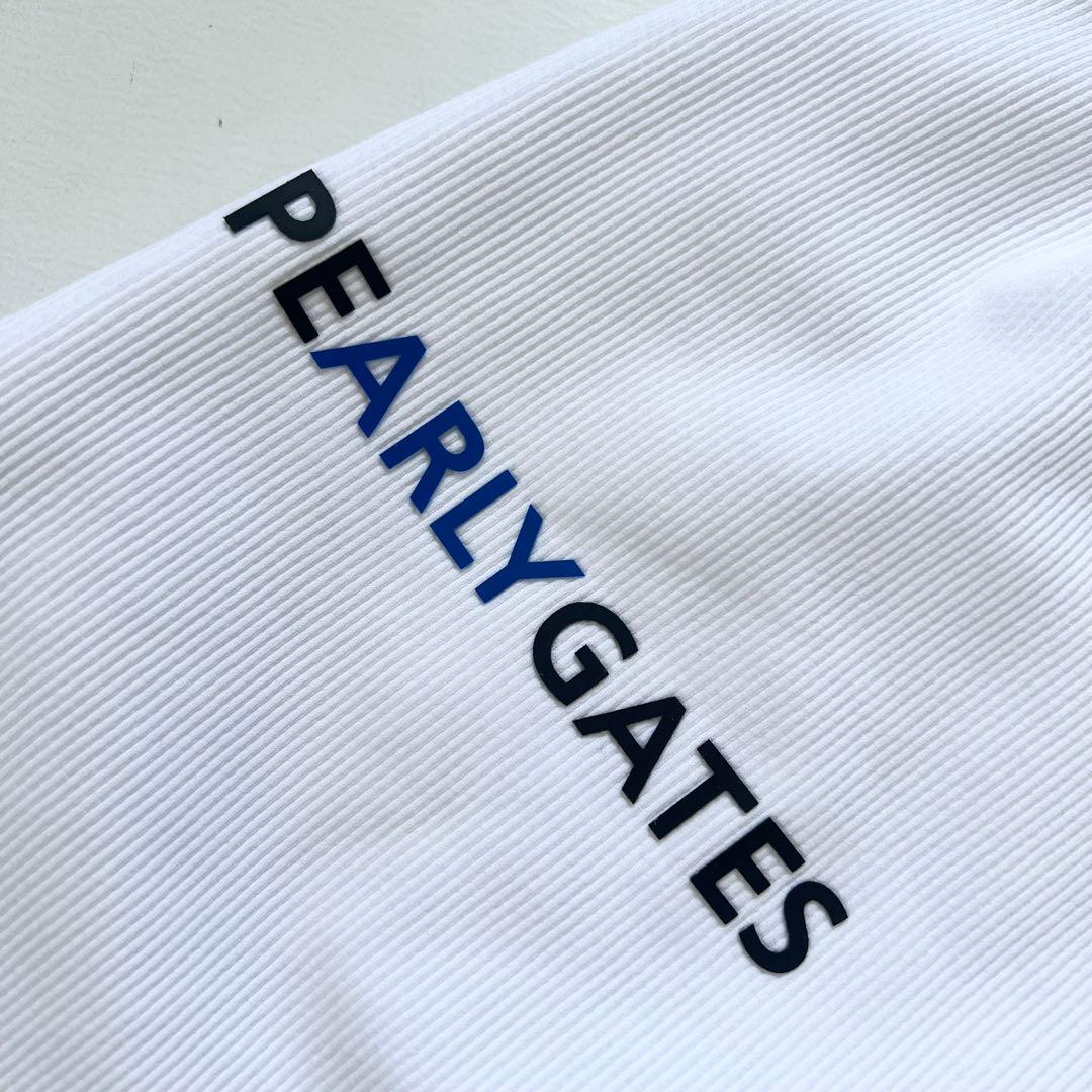 パーリーゲイツ　セットアップ　白×青　ポロシャツ　スカート　ゴルフ　総柄　ロゴ