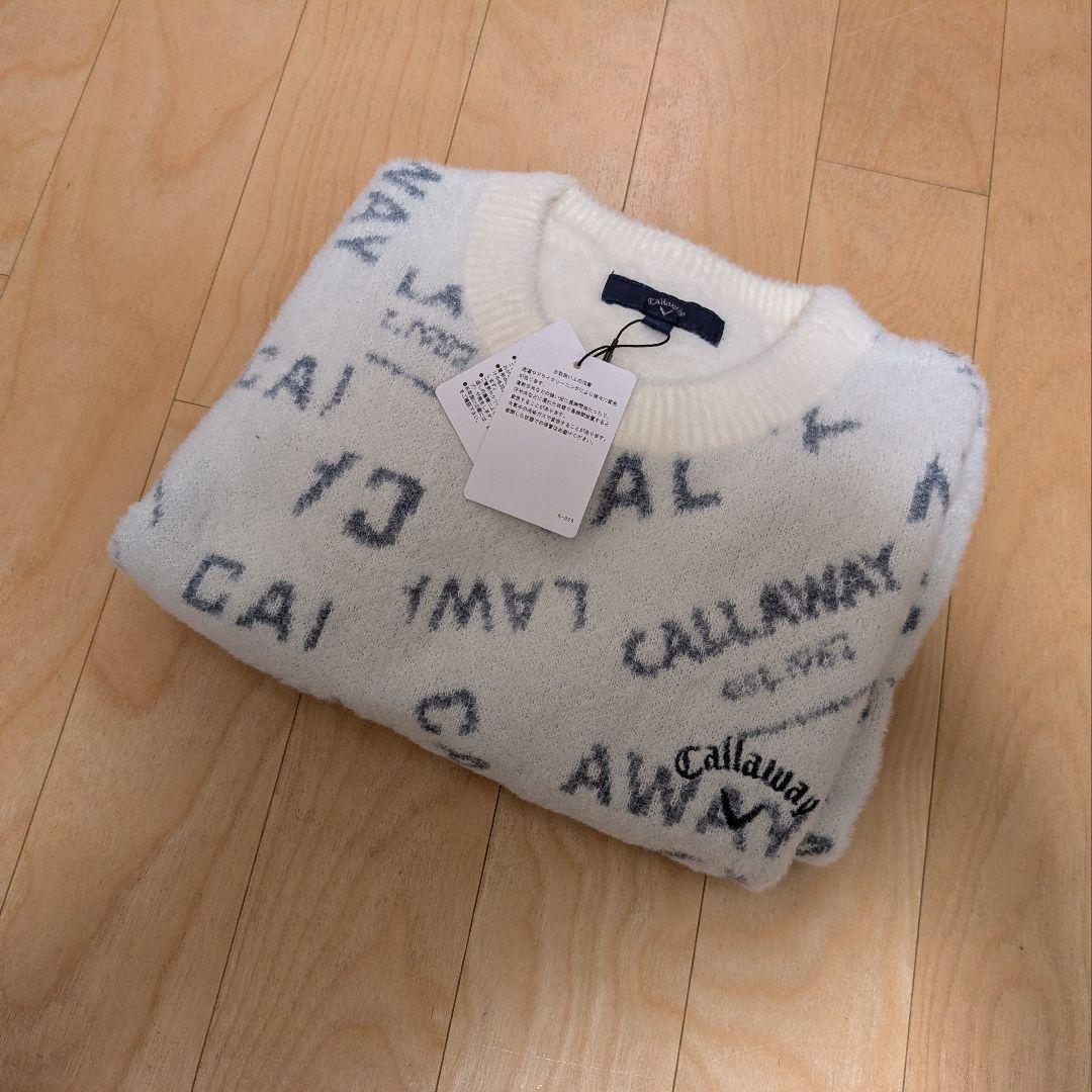 ★新品未使用★キャロウェイ　ロゴコラージュへアリーニット Lサイズ