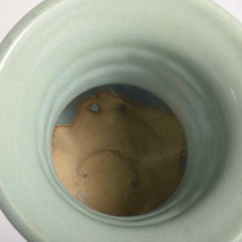 中国　龍泉窯　粉青釉　羊形瓶　高さ約30.5cm　時代箱付　C　7178A