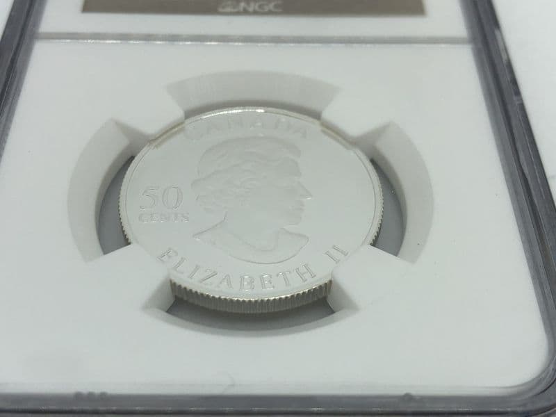 2005 カナダ 50セントシルバー24kゴールデンローズNGC PF70 UC