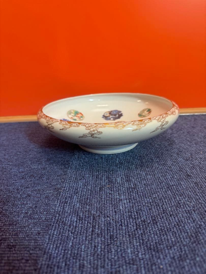 2060 深川製磁　染錦　花丸紋　鉢　金彩