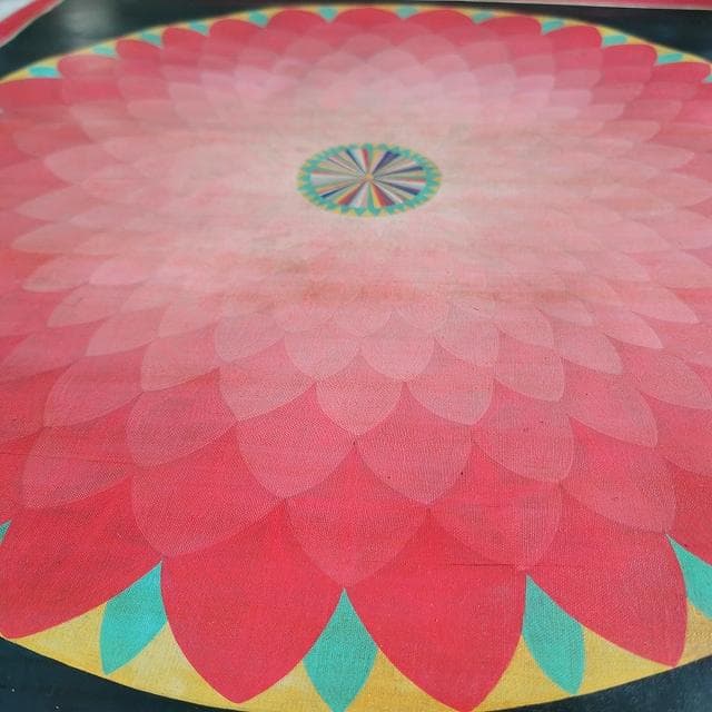 蓮　ロータス　コスモ（宇宙）　曼荼羅　アンティーク大　：　タンカ　仏画（額縁なし