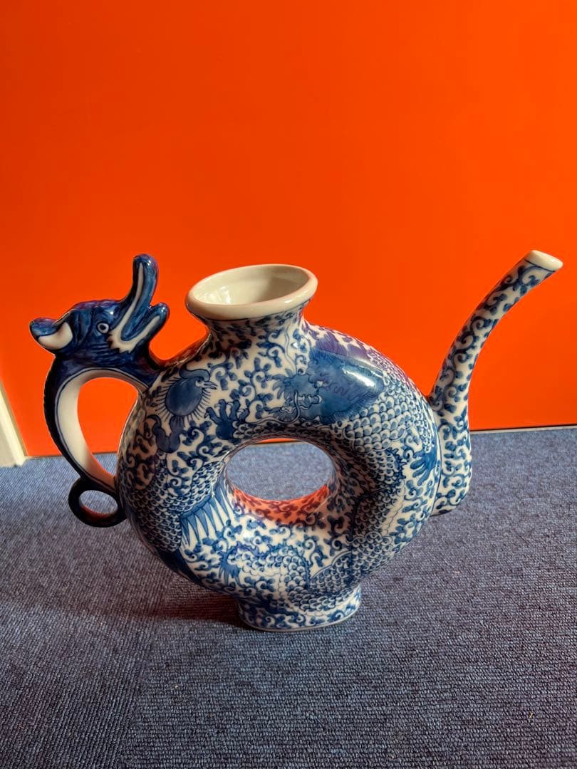 1089 水注　大清雍正年製款 龍鳳凰染付水差し 中国 古美術 時代物 骨董品