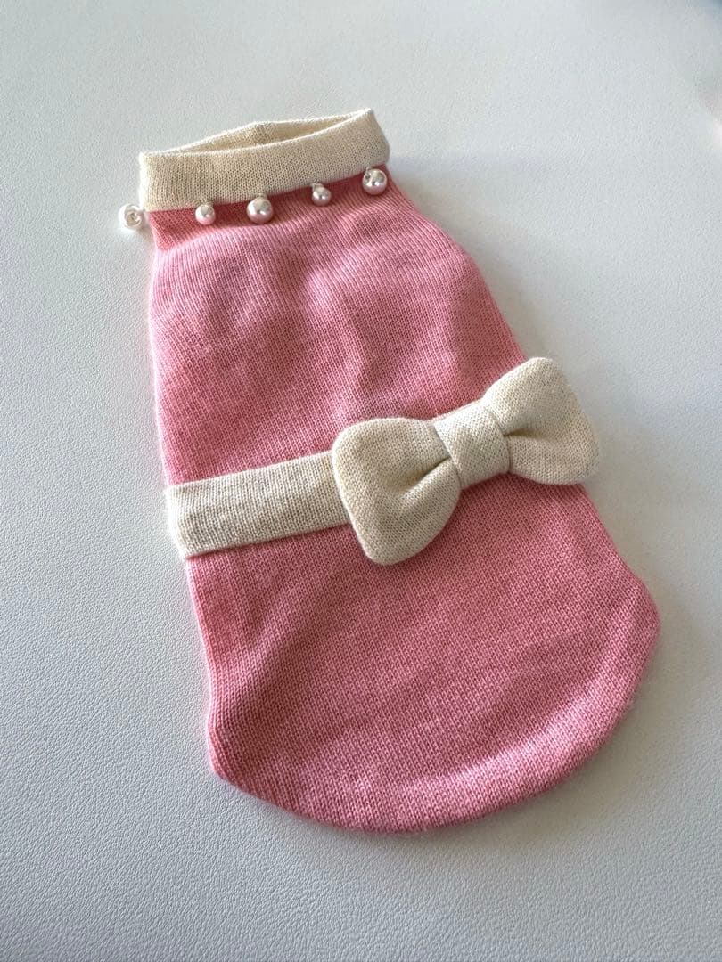 【未使用】フィフィ&ロメオ カシミヤ混　パールニットワンピ ピンクSS