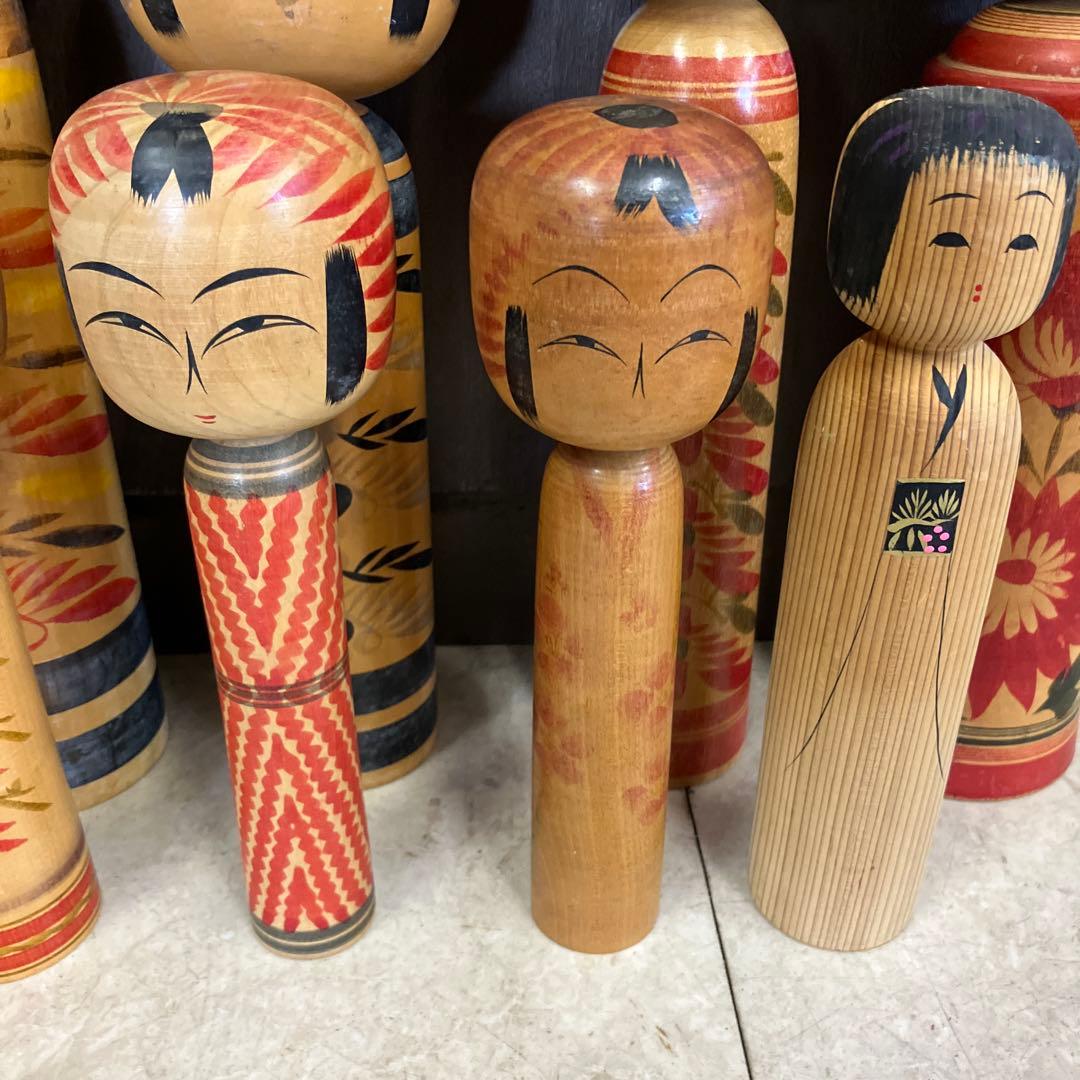 D-3 昭和レトロ 木製 こけし 小芥子 13体セット まとめ売り 日本人形