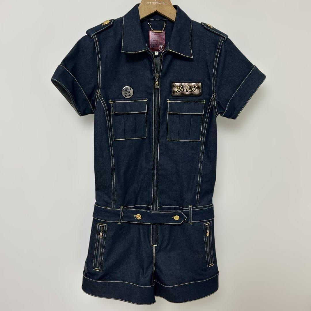 マークアンドロナ デニム半袖ワンピース S 美品 ゴルフ