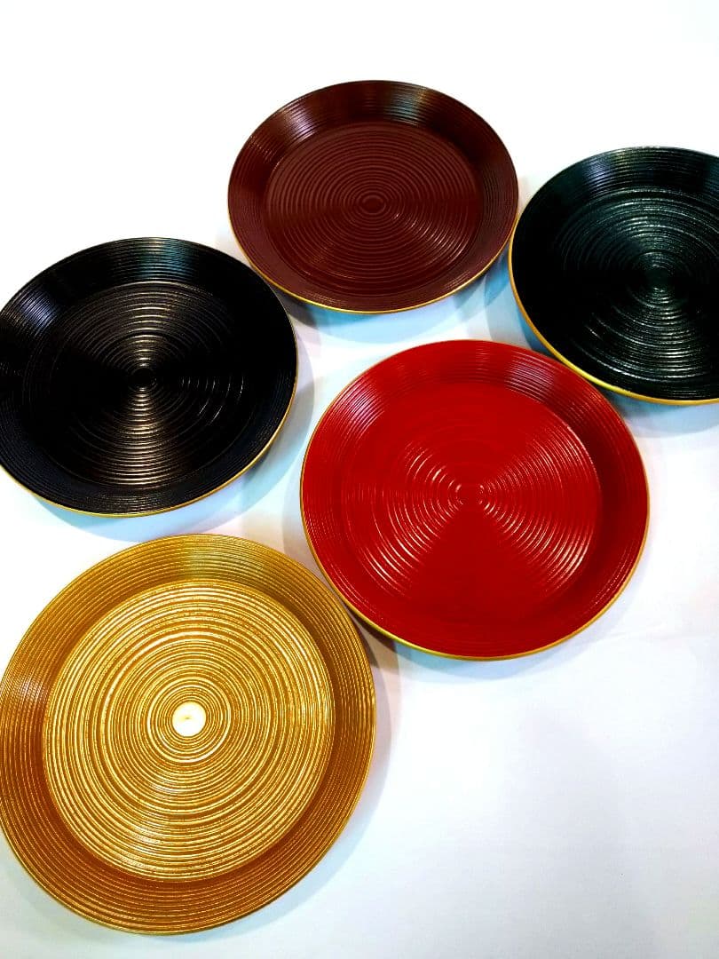 【茶道具】小丸盆 5枚組五色　哲工房 塗師　中村弘子