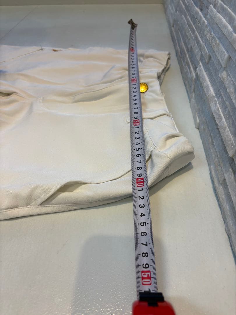 ゴルフパンツ ホワイト ブラウンアクセント レザレクション