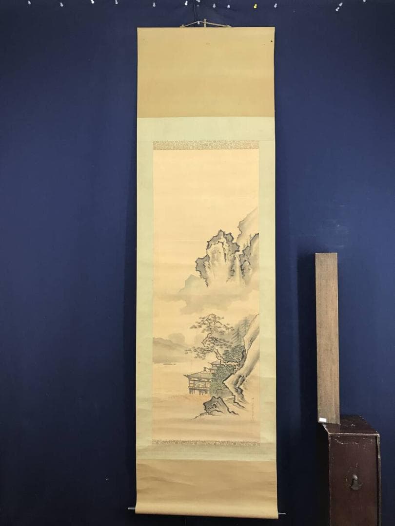 模写/狩野伊川院/楼閣山水図/掛軸/名家伝来/AH-786
