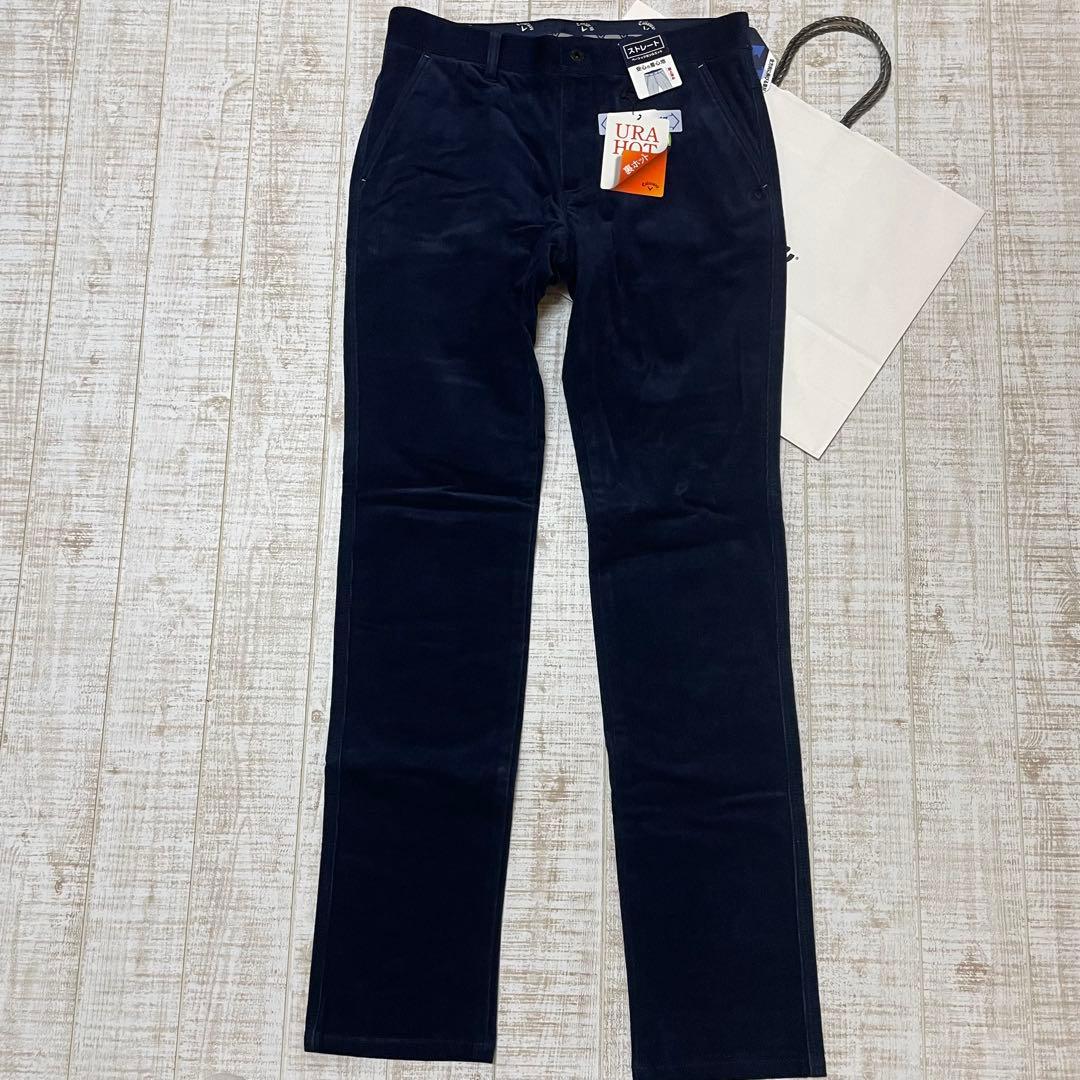 新品 キャロウェイ ストレートパンツ コーデュロイ ネイビー Lサイズ
