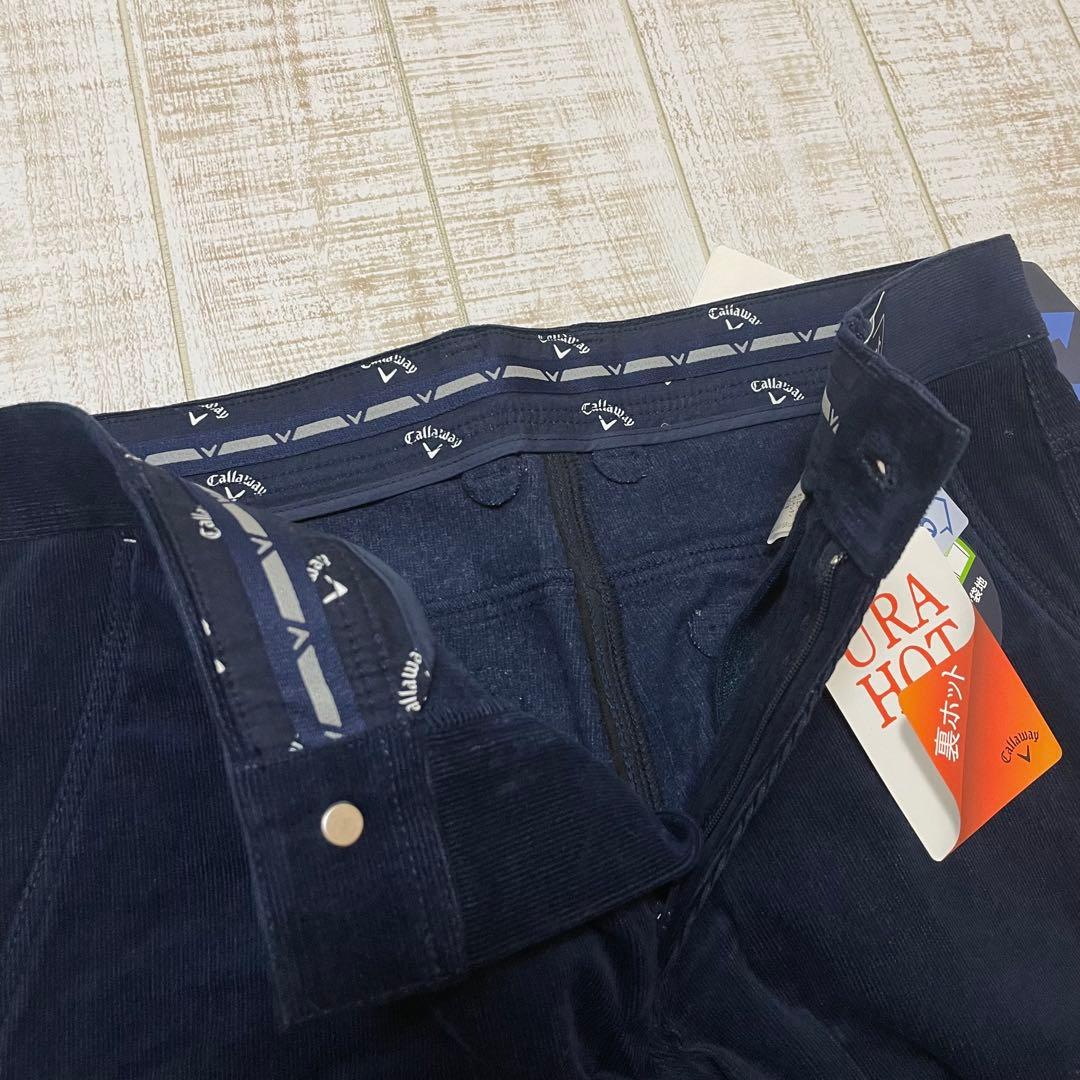 新品 キャロウェイ ストレートパンツ コーデュロイ ネイビー Lサイズ