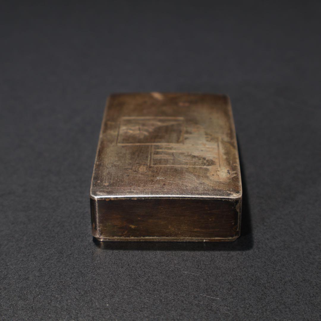 銀製　色紙文様　爪楊枝入れ　小物入れ　アンティーク　6R1481K3