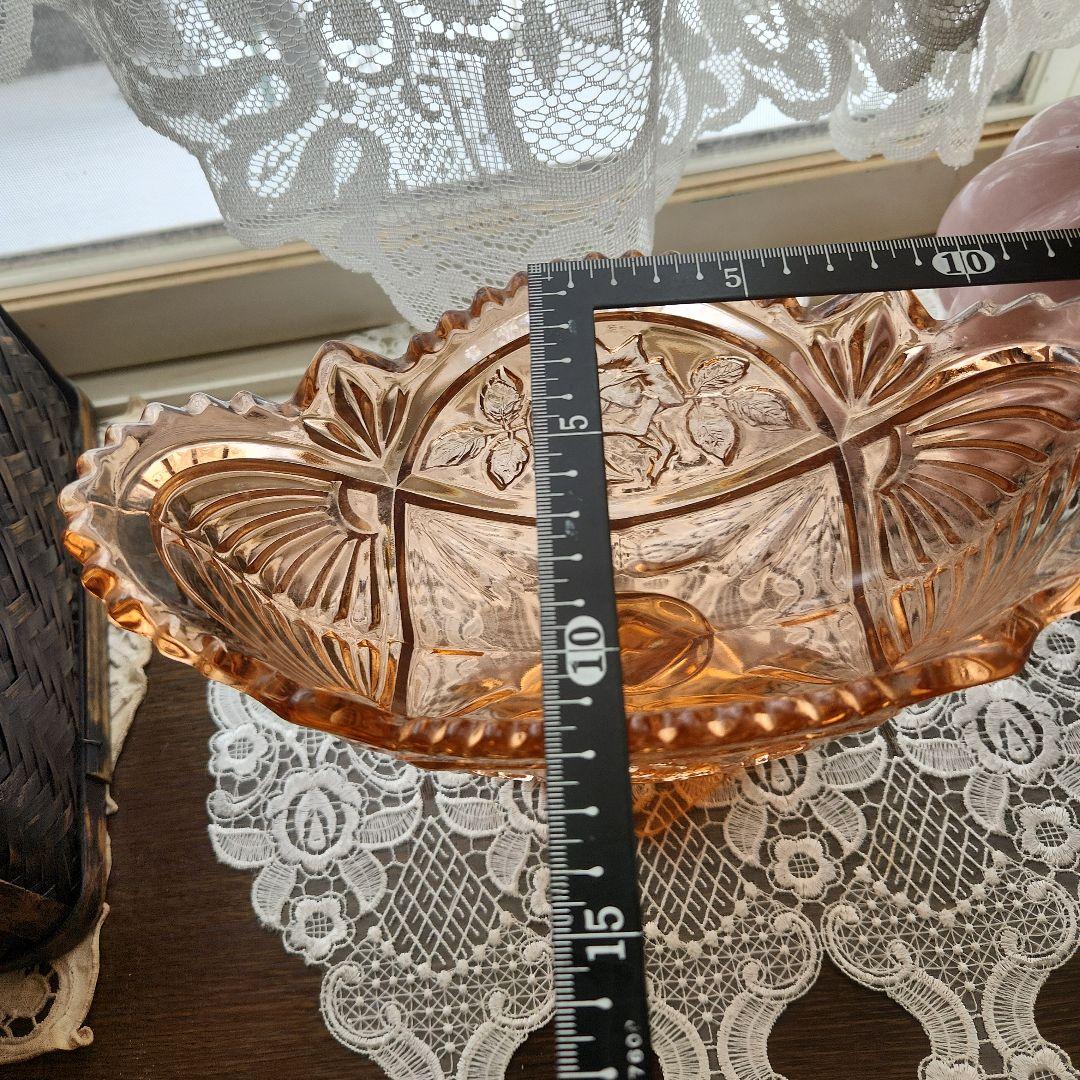 ピンクアンバー　薔薇のコンポート　フラワーベース