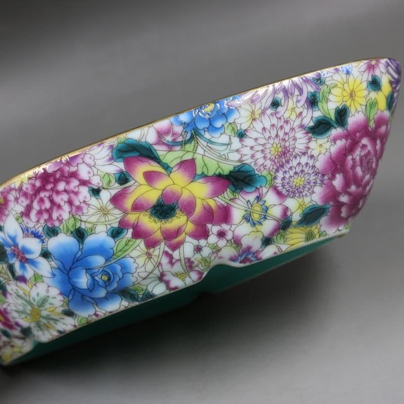 清乾隆緑地蒔金パステル万模様水洗筆洗 景徳鎮陶磁器 装飾品現代工芸品美術品 置物