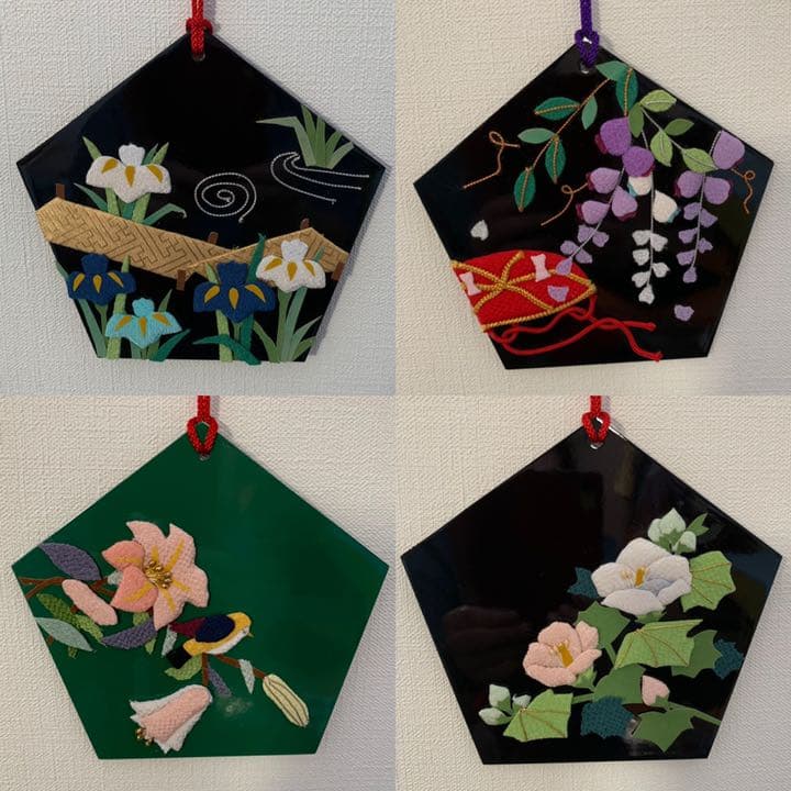五角塗板・花暦シリーズ(布絵)