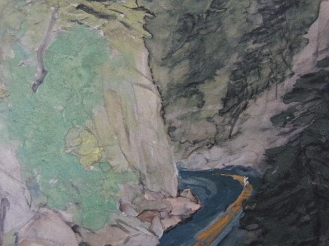 川端龍子、【新緑の南紀】、希少な大判額装用画集より、新品高級額装付