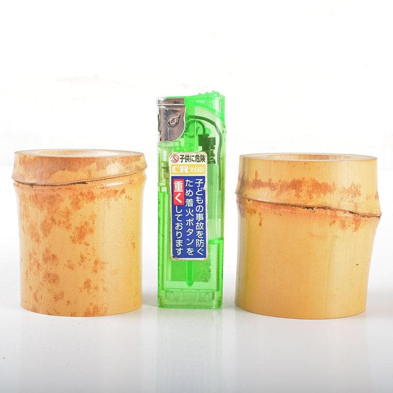 茶道具　古竹　蓋置　一双　紫野　松長剛山書付箱　V　R6466