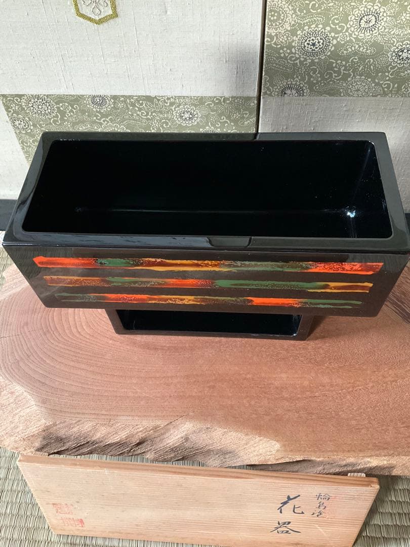 輪島塗　花器　脚付き花器　フラワーベース　アンティーク