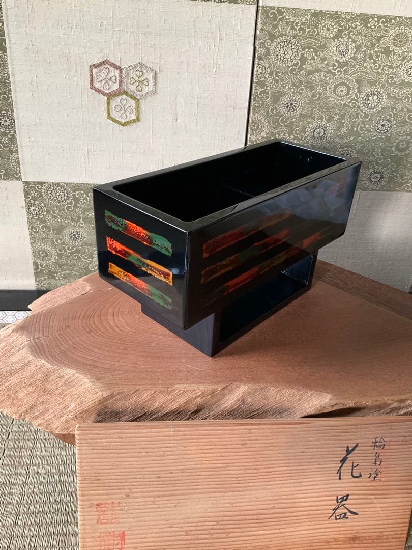 輪島塗　花器　脚付き花器　フラワーベース　アンティーク