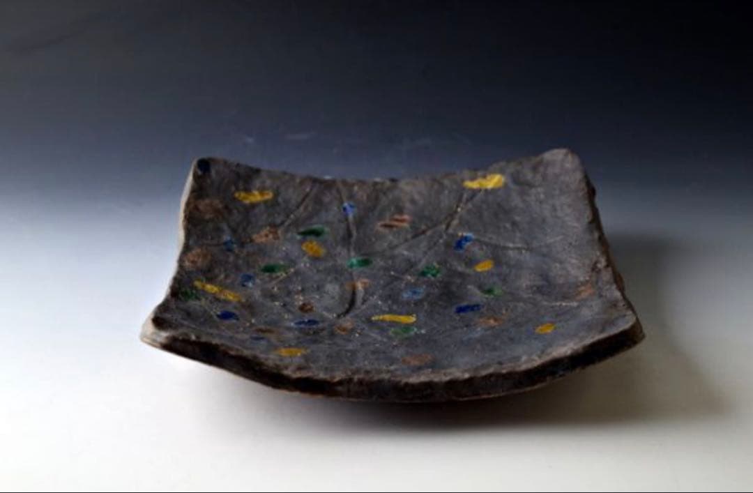 北大路魯山人　銀彩　四方平皿　角皿