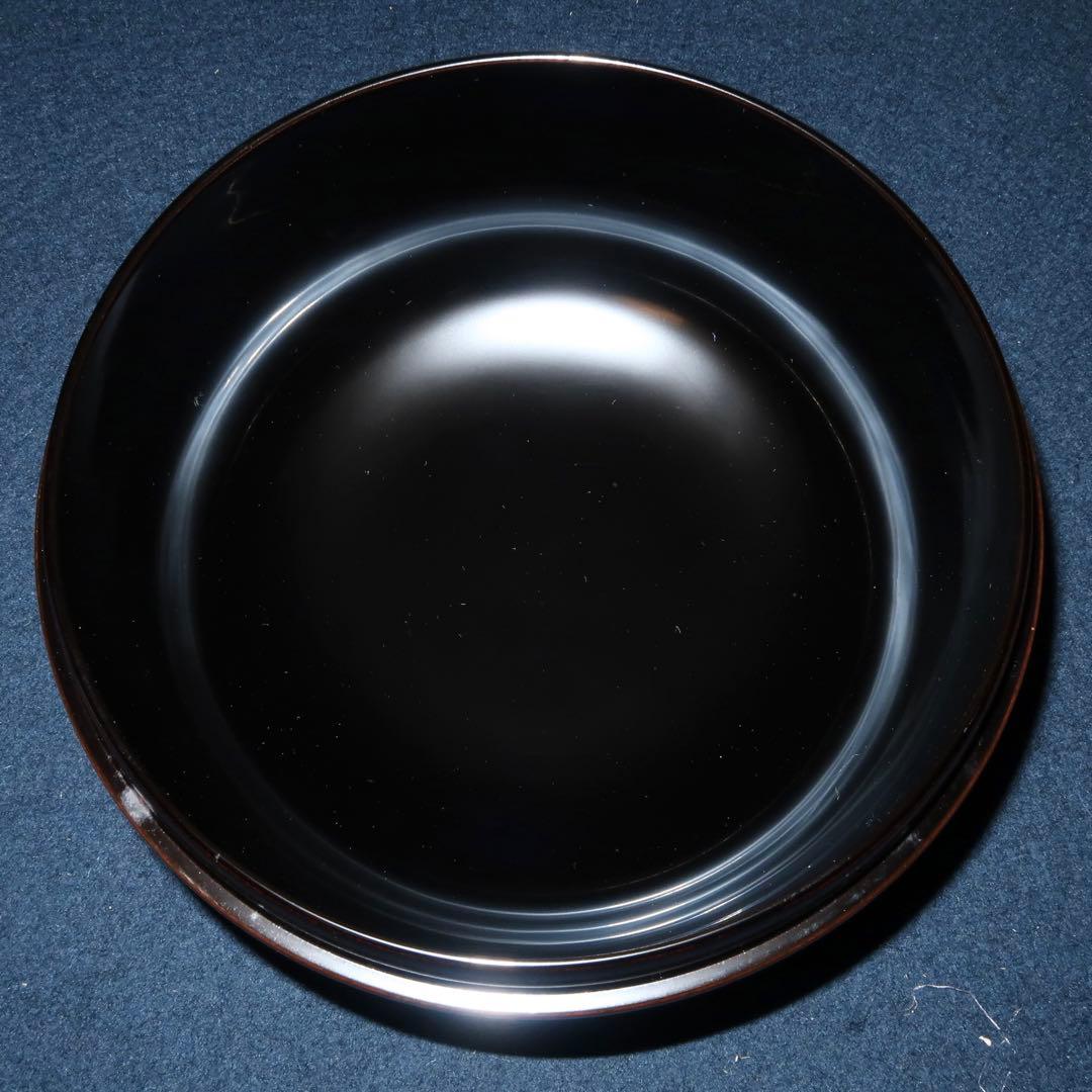 【茶道具】溜ロクロ目丸食籠　木箱なし