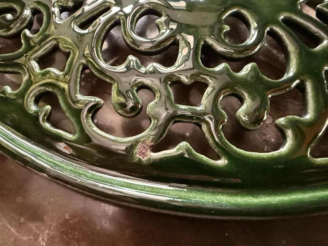 薪ストーブ　ジョンライト製スチーマー利用　トリベット　グリーンホウロウ仕上