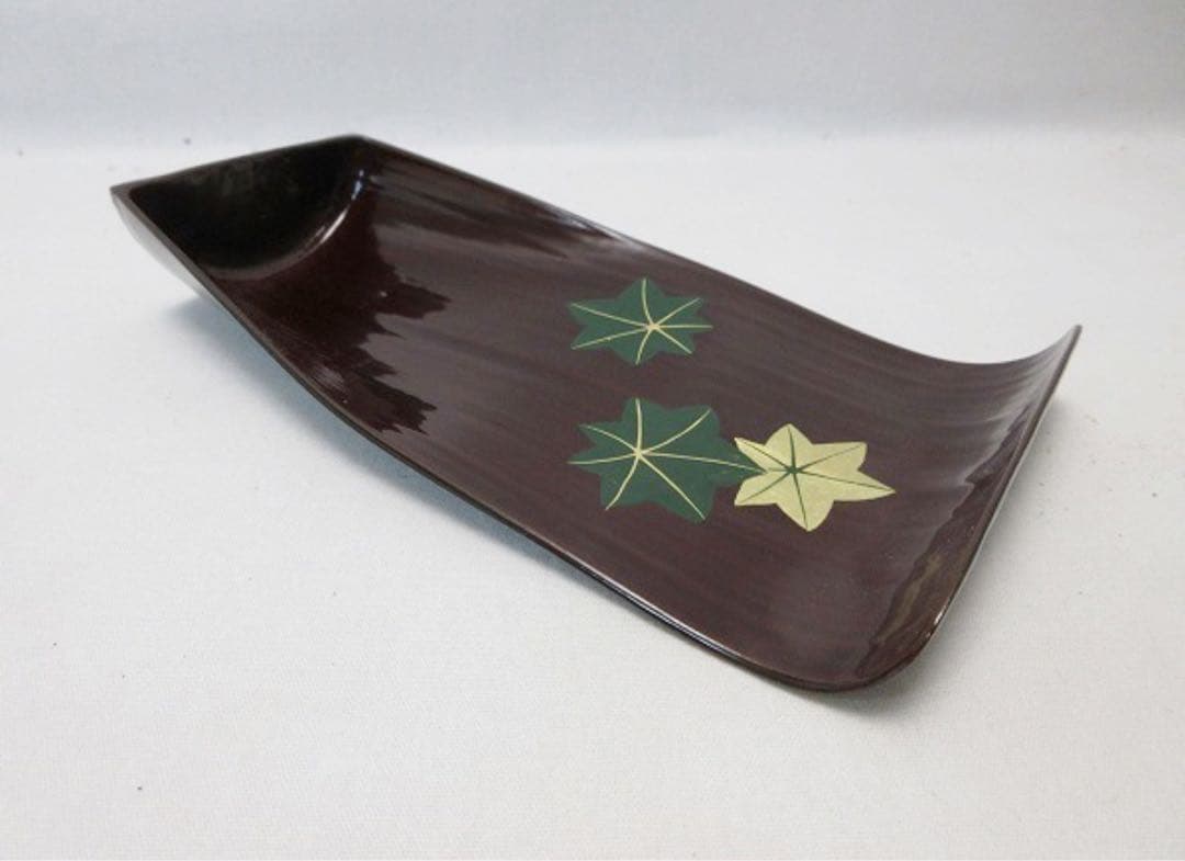 ほぼ未使用 茶道具 福竹 溜塗 金彩蒔絵 銘々皿 5客揃 竹製 干菓子盆 共箱