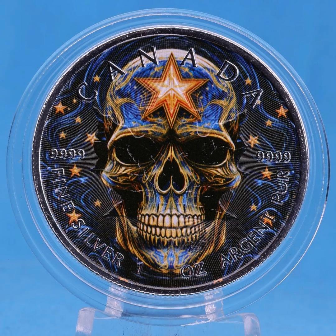 【世界100枚限定！】カナダ メイプルリーフ 銀貨 カラー スタースケルトン