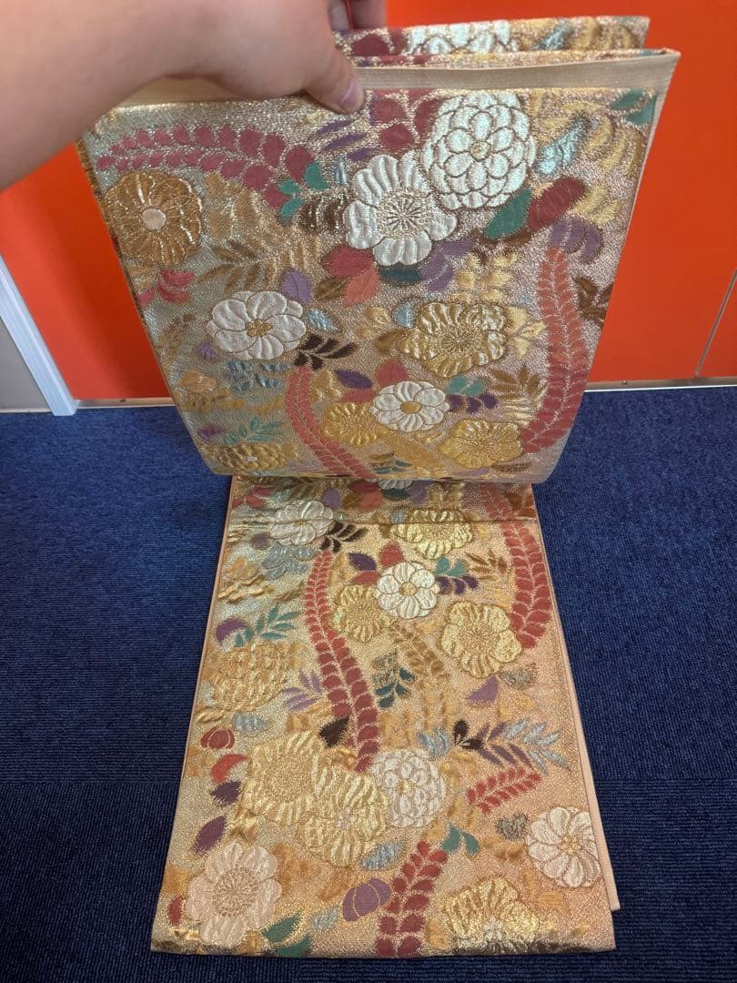 1937 袋帯 古代彫金紋  西陣織   金糸　高級上質上品　約440cm未使用