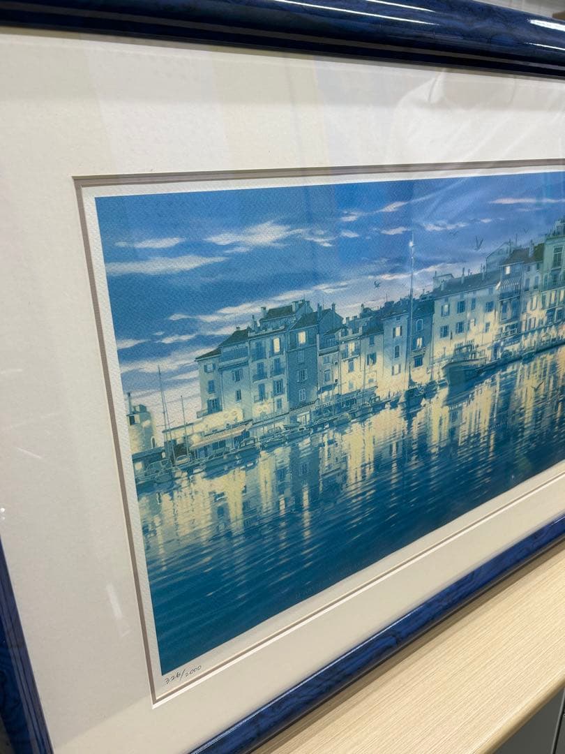 【真作】笹倉鉄平サントロペ　36×90cm 額64×118cm