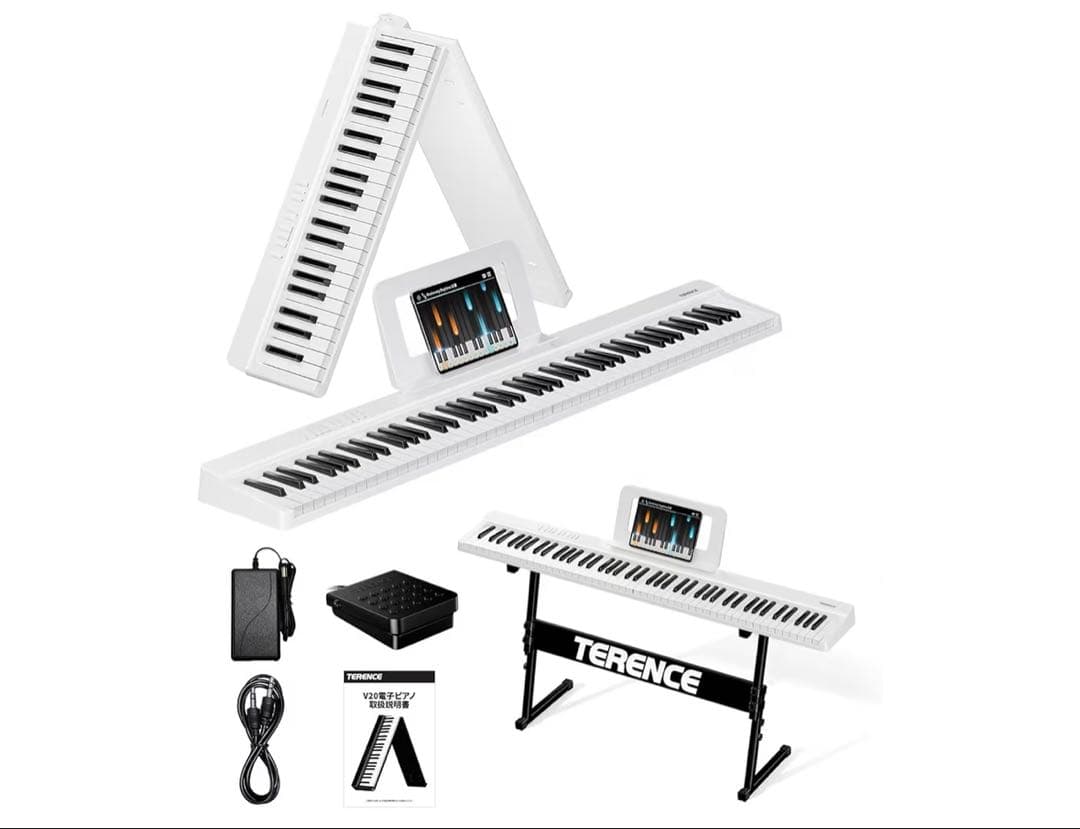 TERENCE 電子ピアノ 88鍵盤 折り畳み式キーボード タッチレスポンス鍵盤