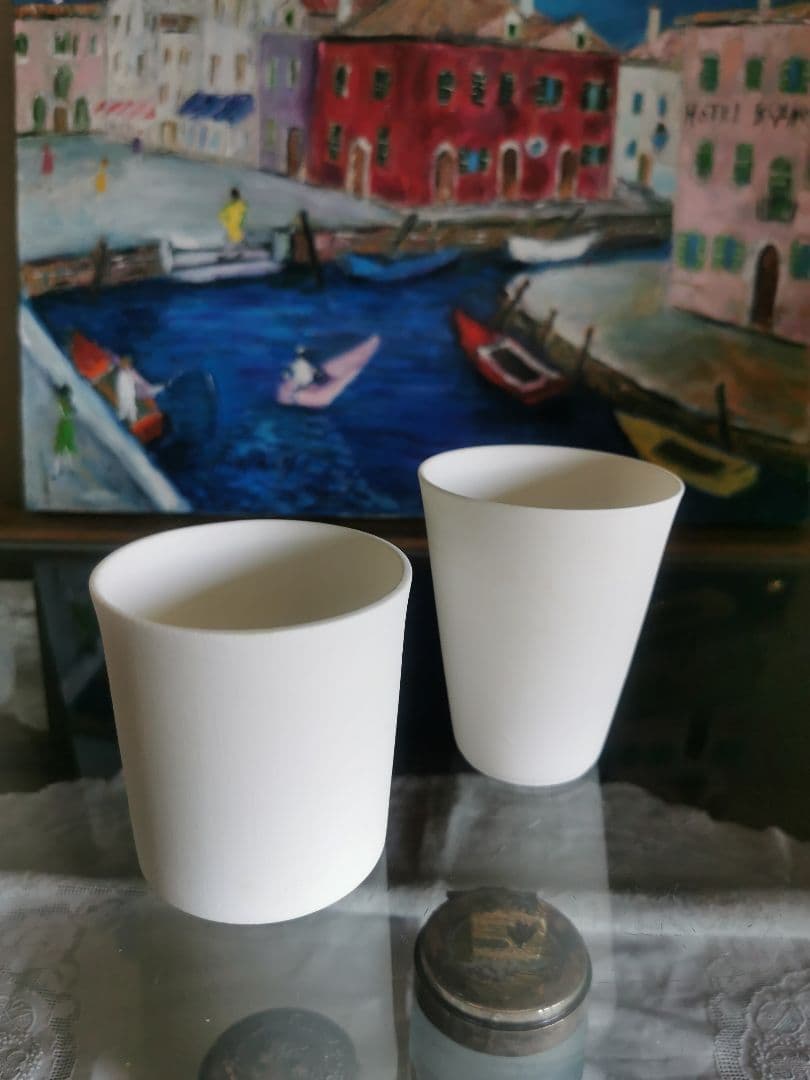 黒田泰蔵？ 白磁 端正な酒器 カップ オブジェ WASASABI購入 ２客セット