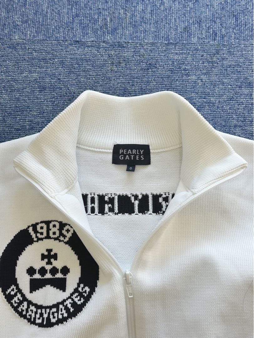 【正規品】パーリーゲイツPEARLY GATES☆ジップアップセーター☆０☆白紺