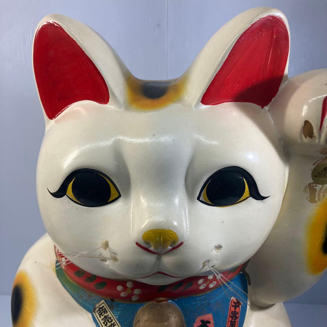 【特大！】招き猫　左手　置物　開運　縁起物　千万両　昭和レトロ　インテリア