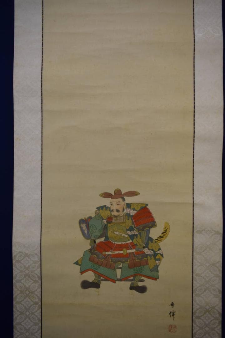 真作/伊達景僊/関白豊太閣之図/桐共箱付/布袋屋掛軸HG-845