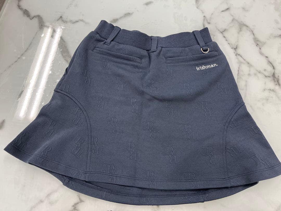 irishman サイドフレアクラシックジャガードスカート　Sサイズ　ネイビー