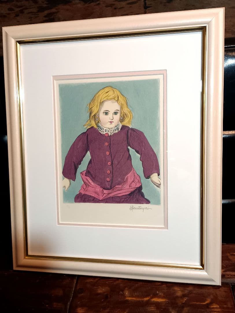 小松崎邦雄　リトグラフ　ドール　パール　ピンク　ミルキー　金髪　少女　直筆サイン