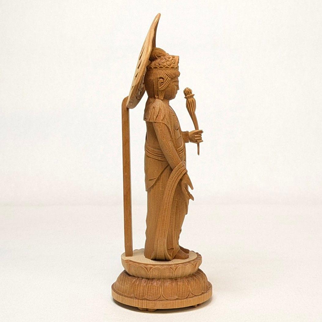 【フォロー割・新品】 聖観音菩薩　檜　総高さ約20.5㎝ 　聖観音　桧　観音