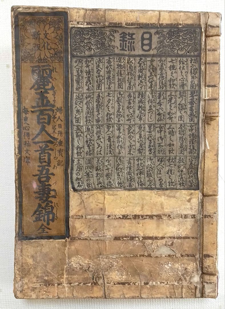 麗玉百人一首吾妻錦（大型版画本色刷り三丁後黒摺) 版元蔦屋重三郎、文化8年出版