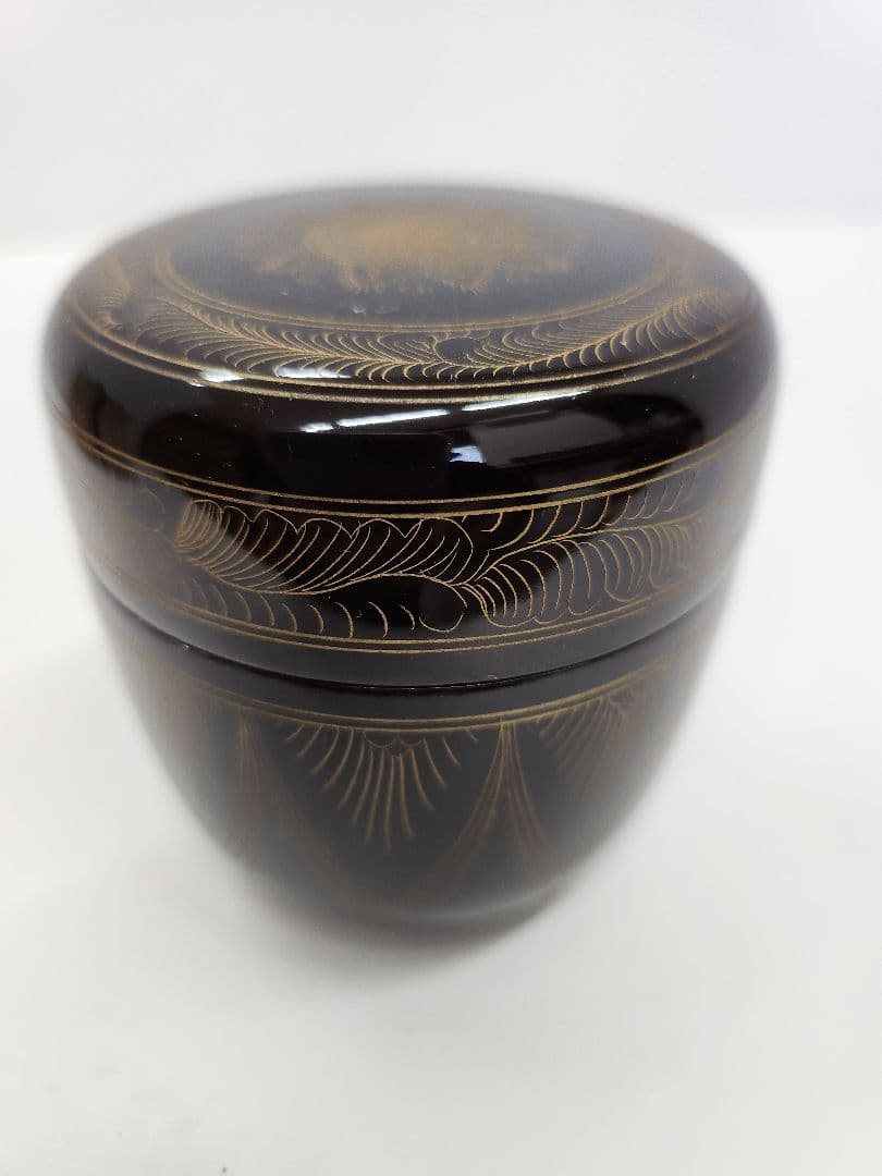 Y951‐7 茶道具 関翠雲 溜塗 金蒟醤 棗 共箱 UUU