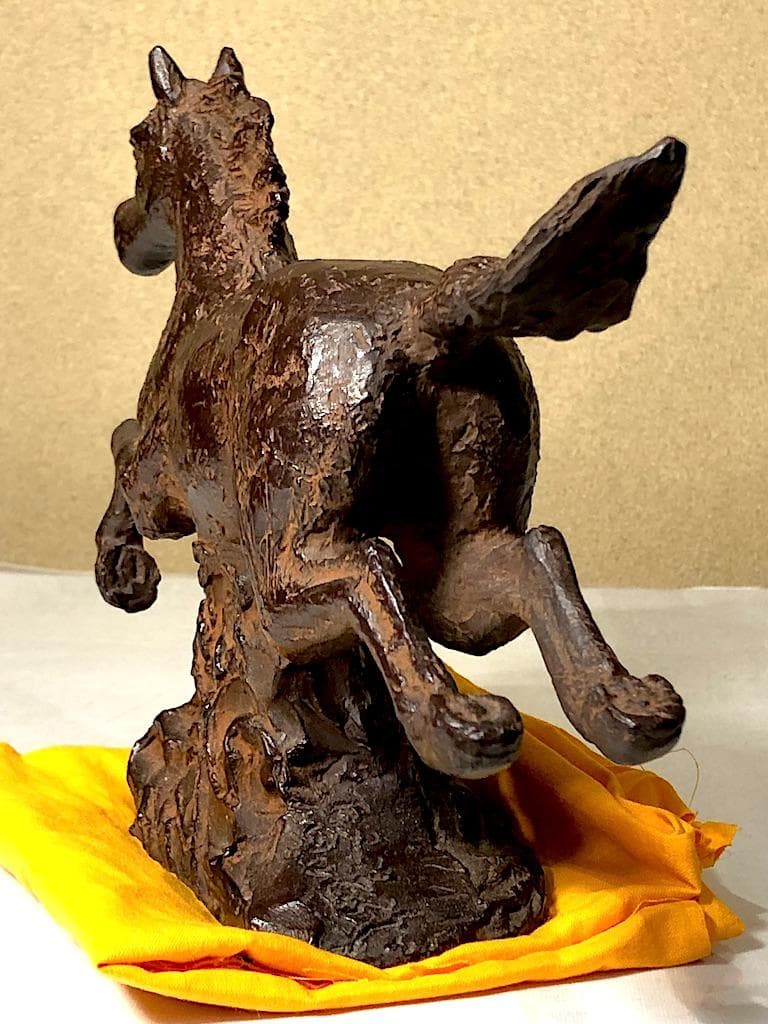 置物 ブロンズ　銭亀賢治 作　「雅風」　共箱　無傷　在銘。