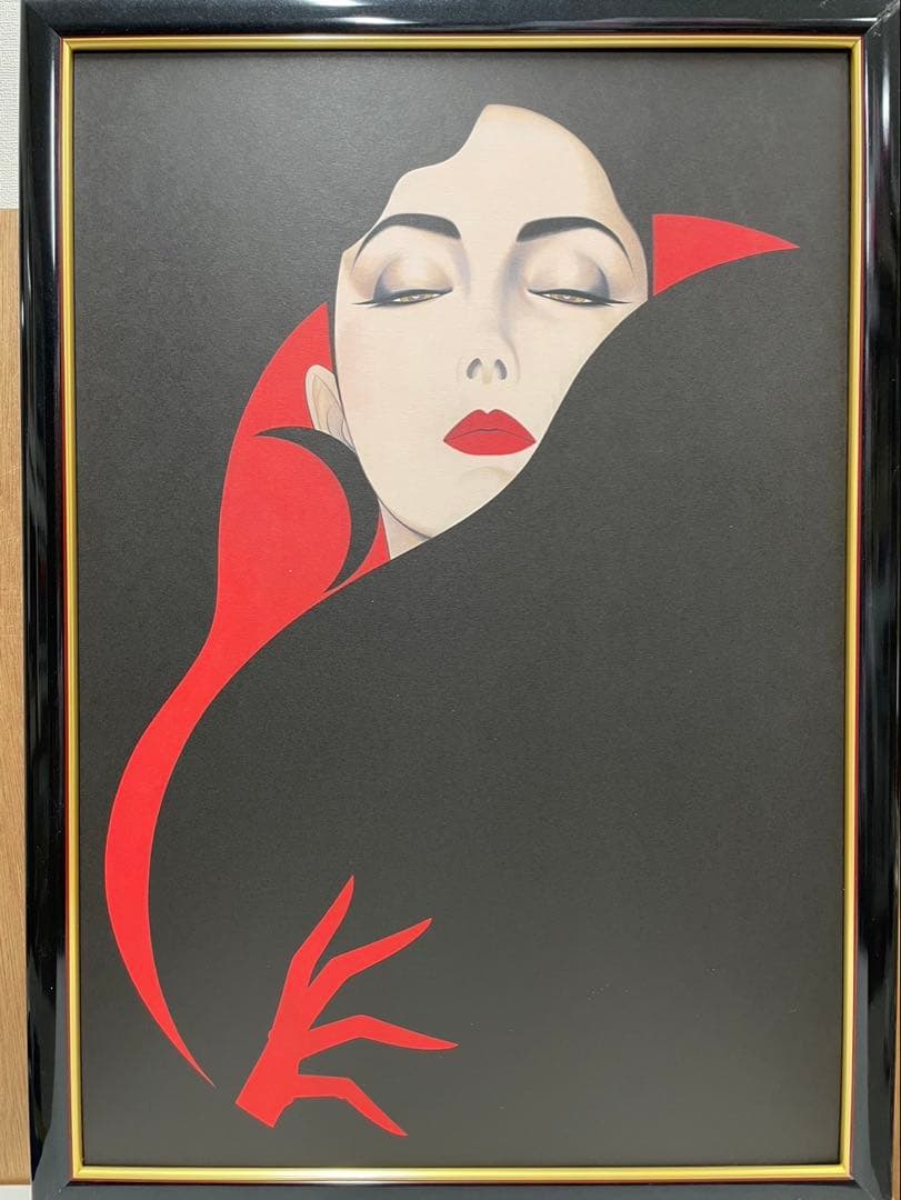 鶴田一郎 ( 赤と黒の魅惑 ) 黒/金 表面 アクリル使用