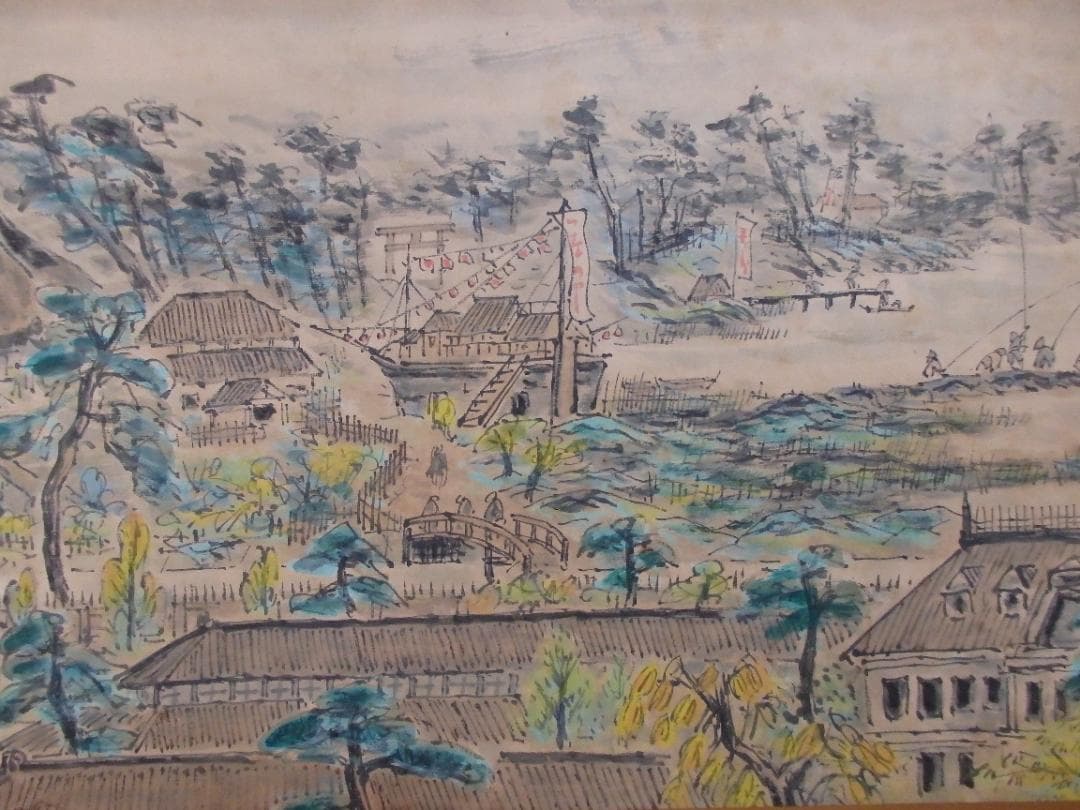 逸品 高橋五仙子『白山灘』明治大正昭和初期を描く新潟の風景画 直筆本物保証 扁額