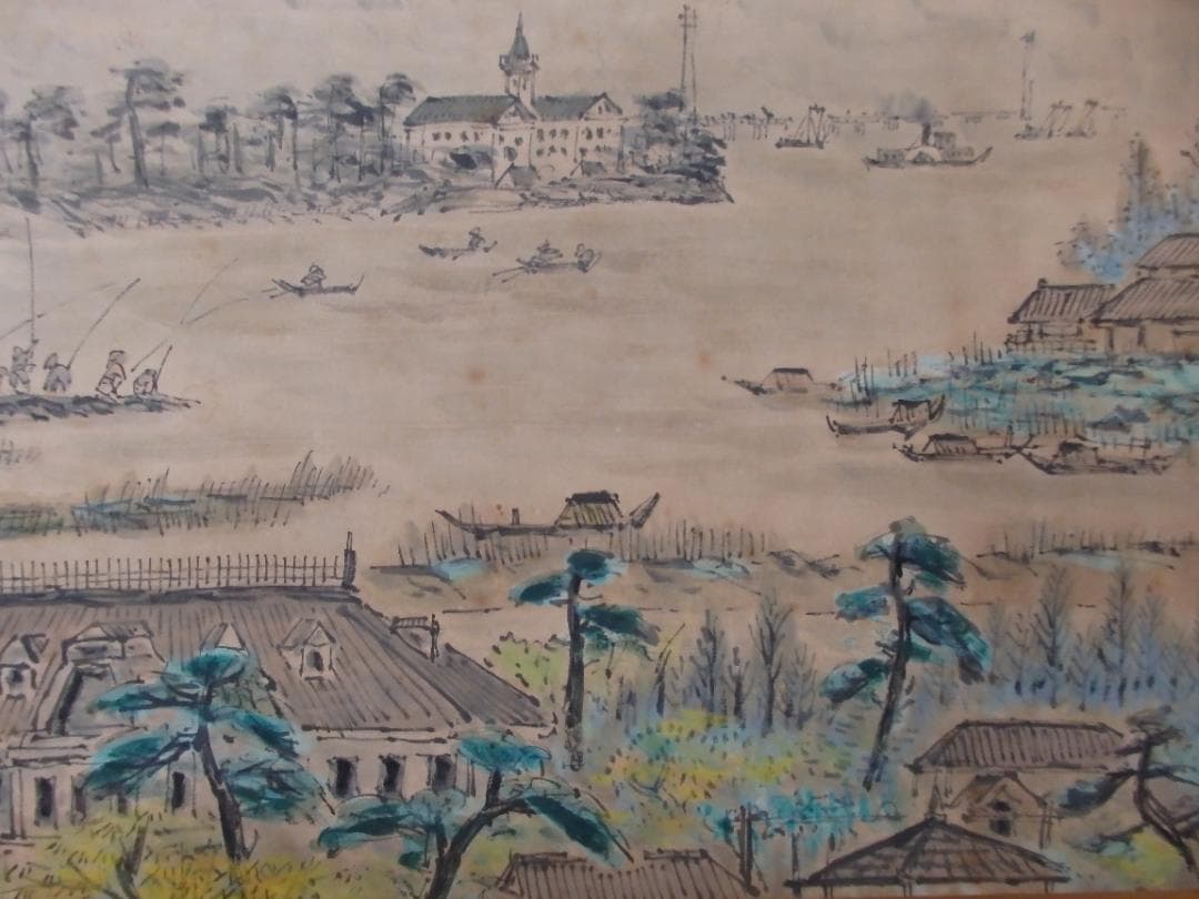 逸品 高橋五仙子『白山灘』明治大正昭和初期を描く新潟の風景画 直筆本物保証 扁額