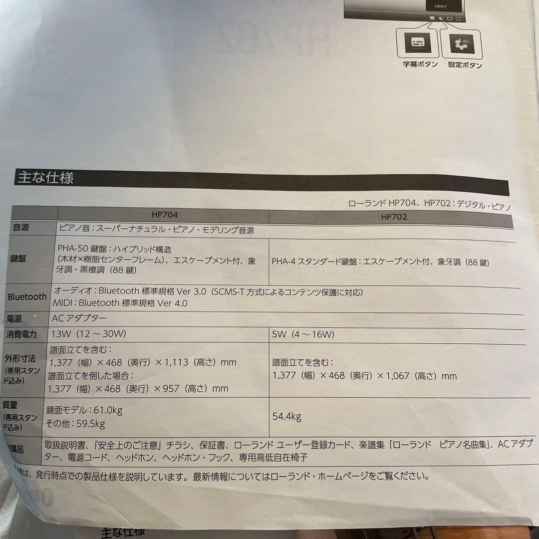Roland HP704 電子ピアノ　送料込み