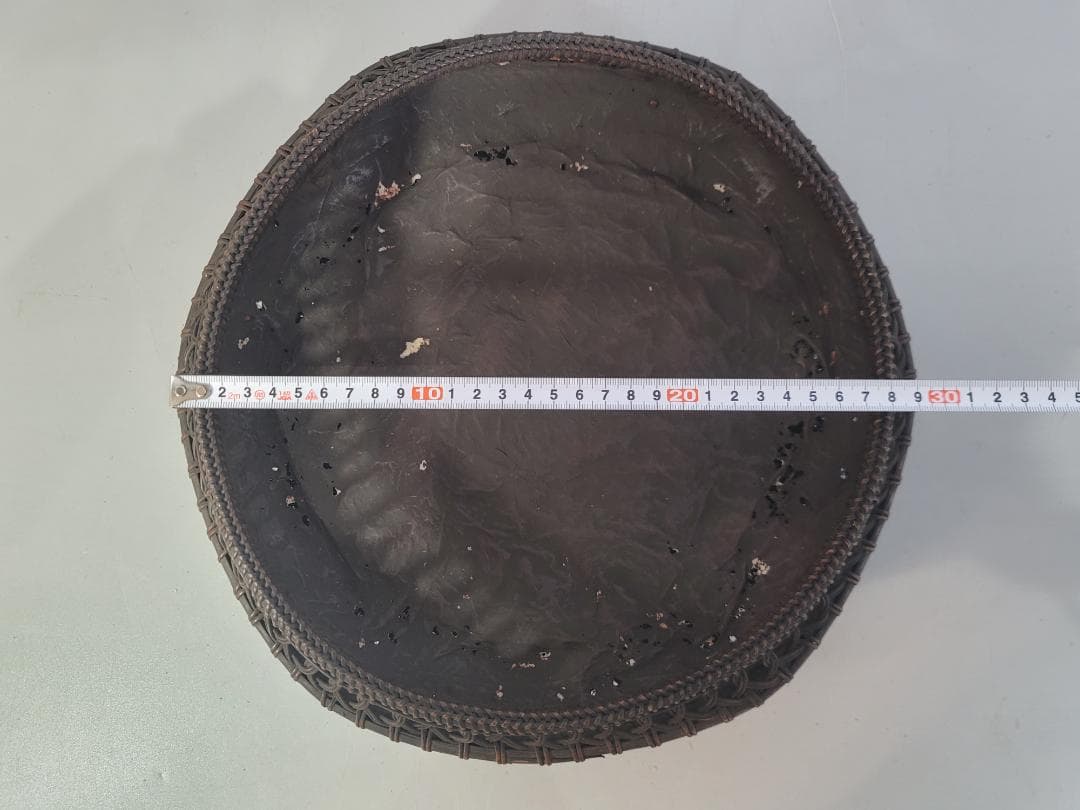 茶道具 竹網籠 炭斗 時代物 DT533